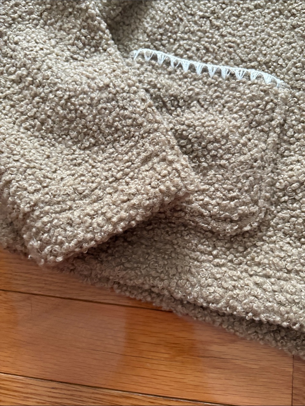 J. Crew Taupe Sherpa Top with White Trim - Picture 5 of 12